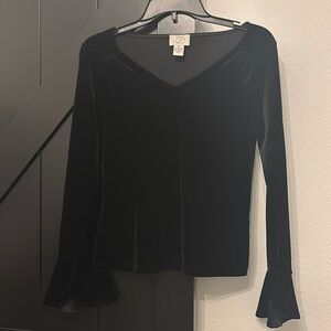 Loft Velvet style top with ruffle sleeve.